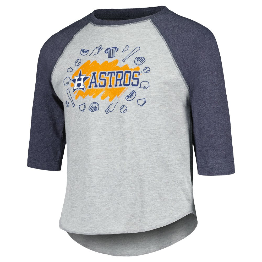Houston Astros Soft as a Grape Youth Raglan 3/4 Sleeve T-Shirt - Heather Gray T-shirts