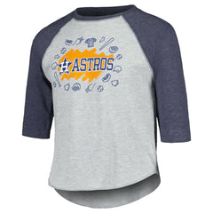 Houston Astros Soft as a Grape Youth Raglan 3/4 Sleeve T-Shirt - Heather Gray T-shirts