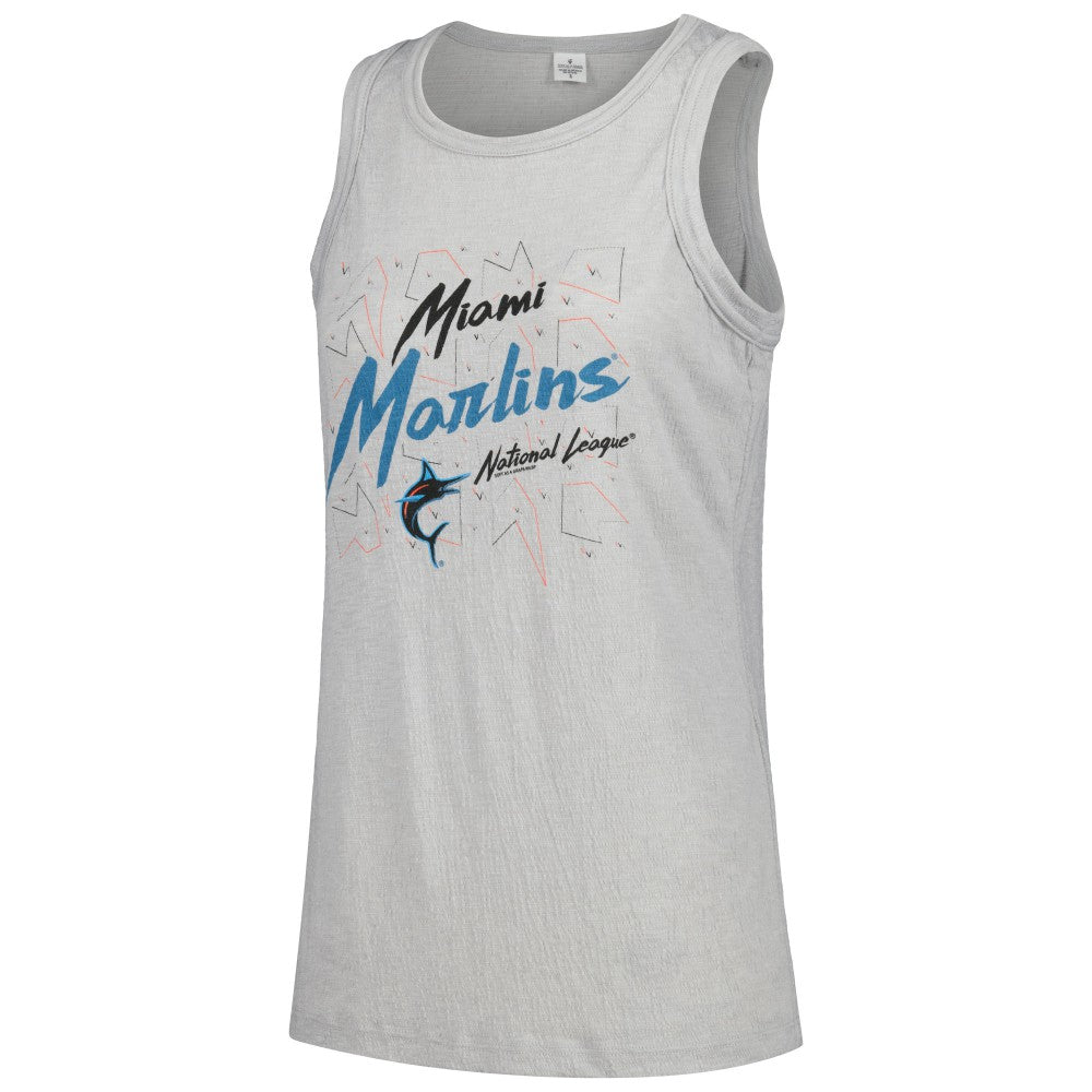 Miami Marlins Soft as a Grape Women's Gauze High Neck Tank Top - Gray Tanks