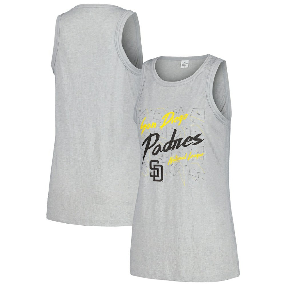 San Diego Padres Soft as a Grape Women's Gauze High Neck Tank Top - Gray Tanks