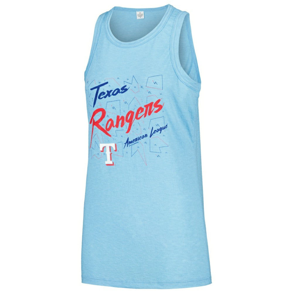Texas Rangers Soft as a Grape Women's Gauze High Neck Tank Top - Light Blue Tanks