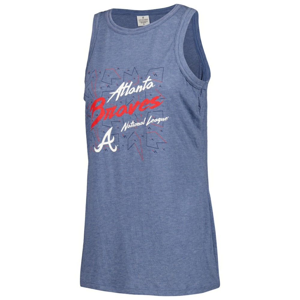 Atlanta Braves Soft as a Grape Women's Gauze High Neck Tank Top - Navy Tanks