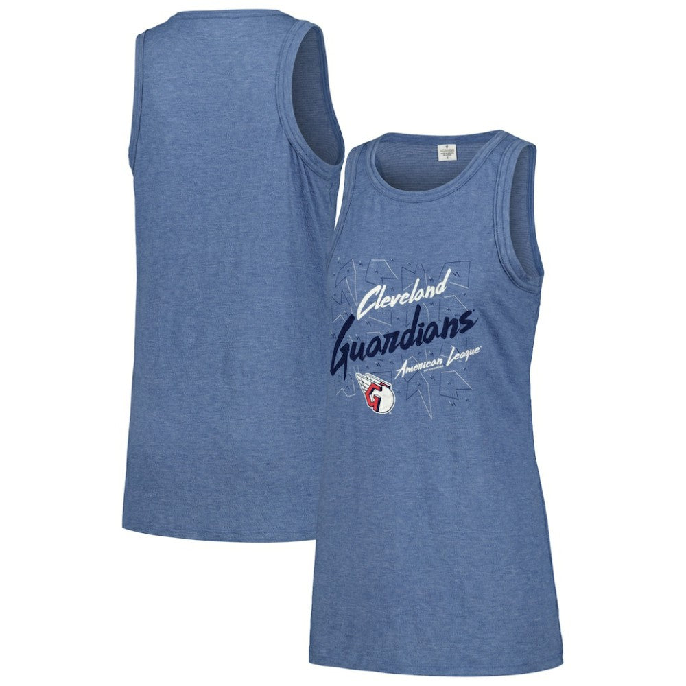 Cleveland Guardians Soft as a Grape Women's Gauze High Neck Tank Top - Navy Tanks