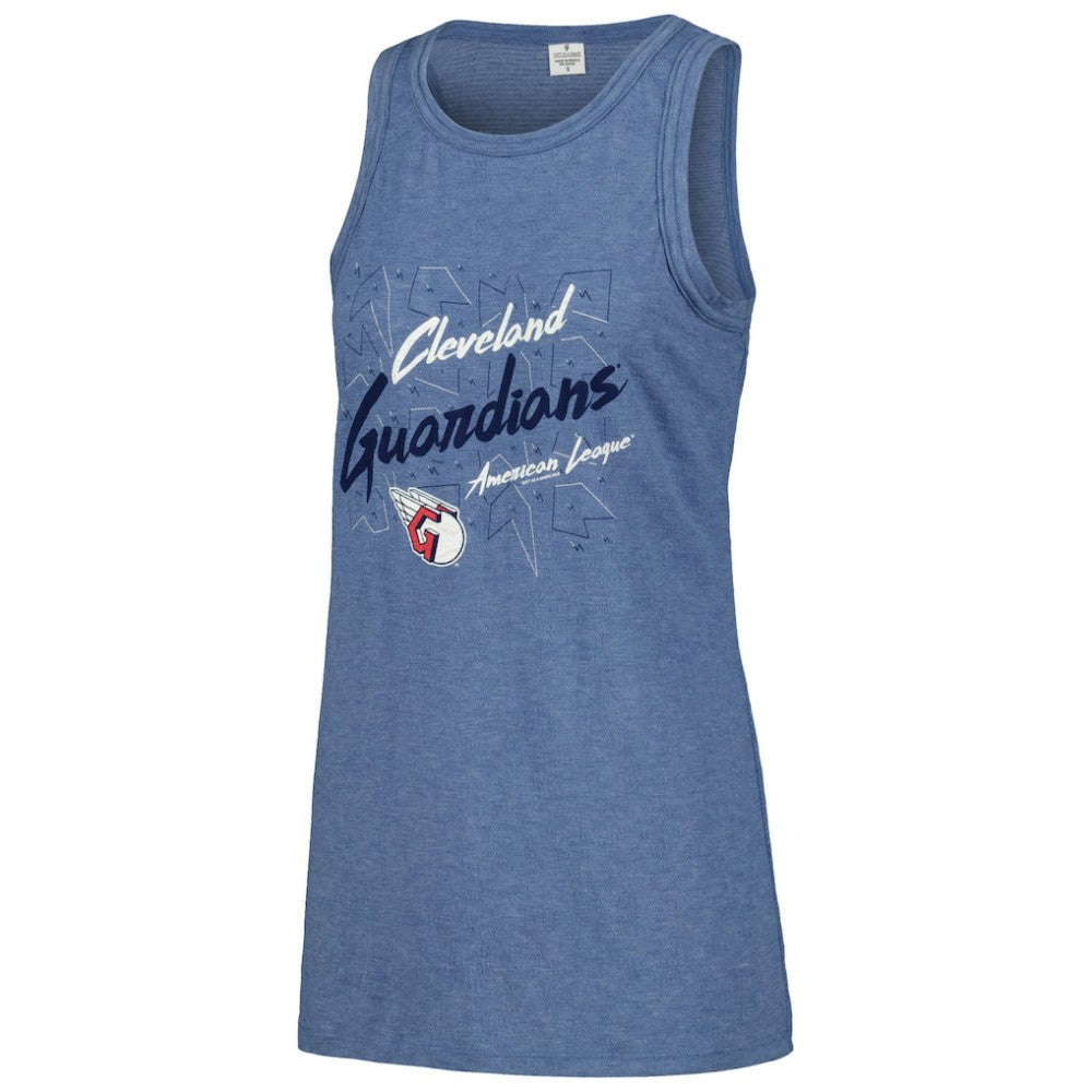 Cleveland Guardians Soft as a Grape Women's Gauze High Neck Tank Top - Navy Tanks