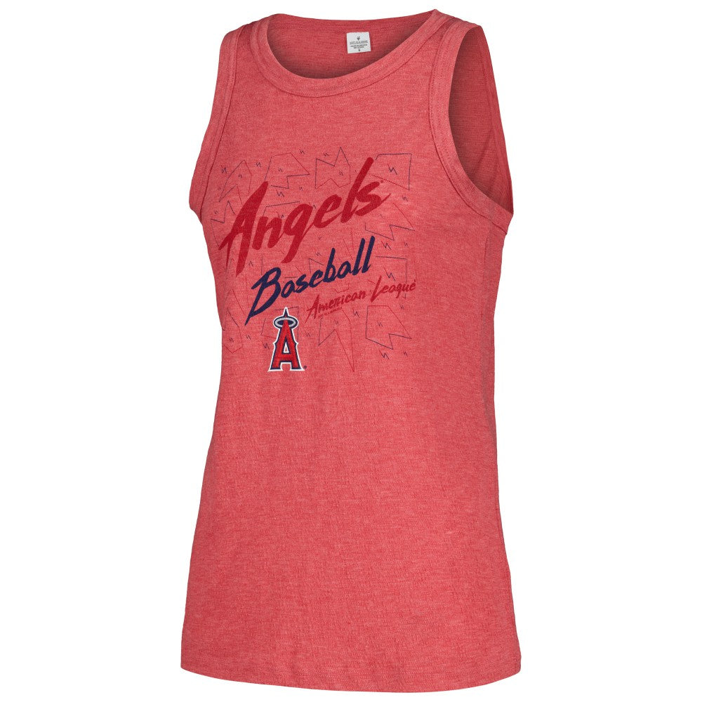Los Angeles Angels Soft as a Grape Women's Gauze High Neck Tank Top - Red Tanks