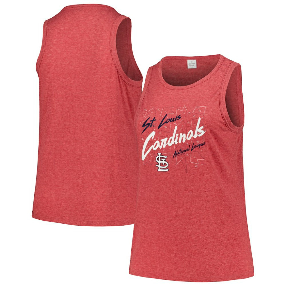 St. Louis Cardinals Soft as a Grape Women's Plus Size Curvy High Neck Tri-Blend Tank Top - Red Tanks