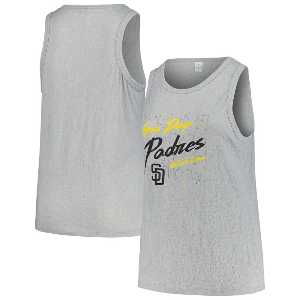 San Diego Padres Soft as a Grape Women's Plus Size Curvy High Neck Tri-Blend Tank Top - Steel Tanks