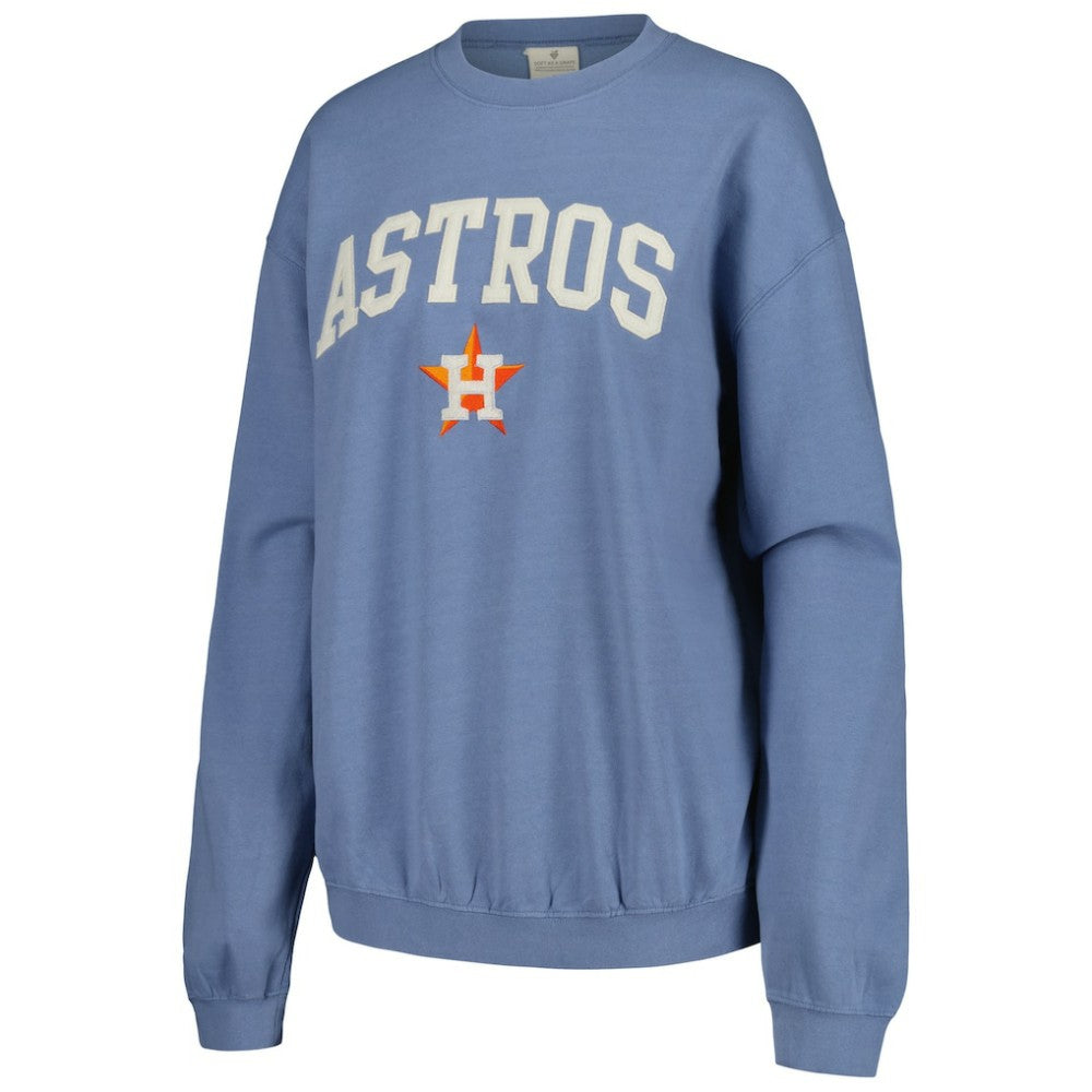 Houston Astros Soft as a Grape Women's Pigment Dye Pullover Sweatshirt - Navy Pullover