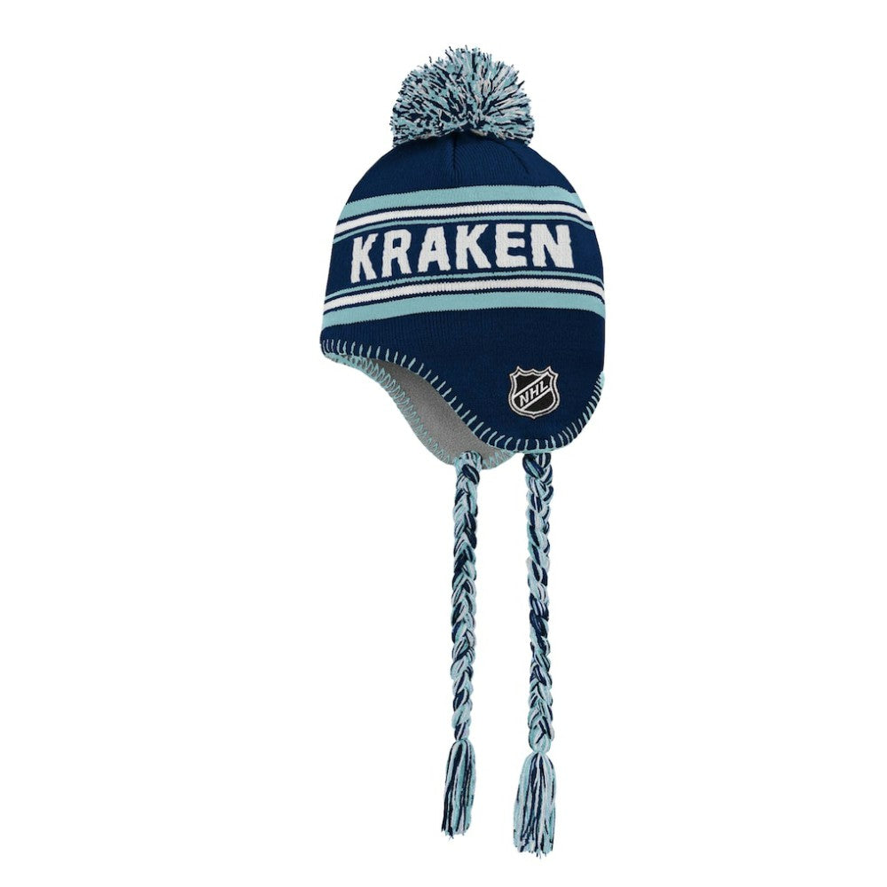 Seattle Kraken Youth Jacquard Tassel Knit Hat with Pom - Deep Sea Blue | US 200969840