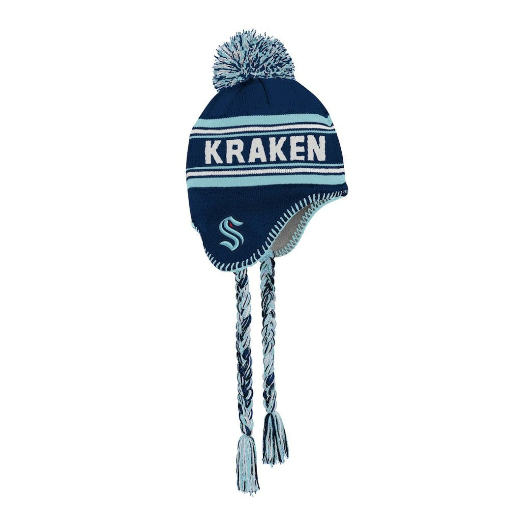 Seattle Kraken Youth Jacquard Tassel Knit Hat with Pom - Deep Sea Blue | US 200969840