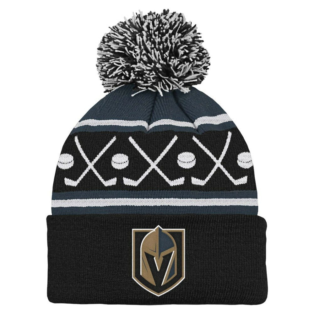Vegas Golden Knights Preschool Faceoff Cuffed Knit Hat with Pom - Black | US 200969850