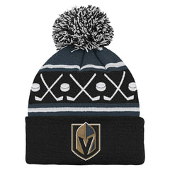 Vegas Golden Knights Preschool Faceoff Cuffed Knit Hat with Pom - Black | US 200969850