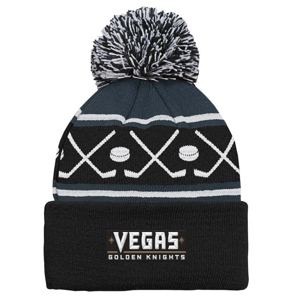 Vegas Golden Knights Preschool Faceoff Cuffed Knit Hat with Pom - Black | US 200969850