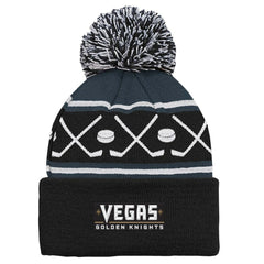 Vegas Golden Knights Preschool Faceoff Cuffed Knit Hat with Pom - Black | US 200969850