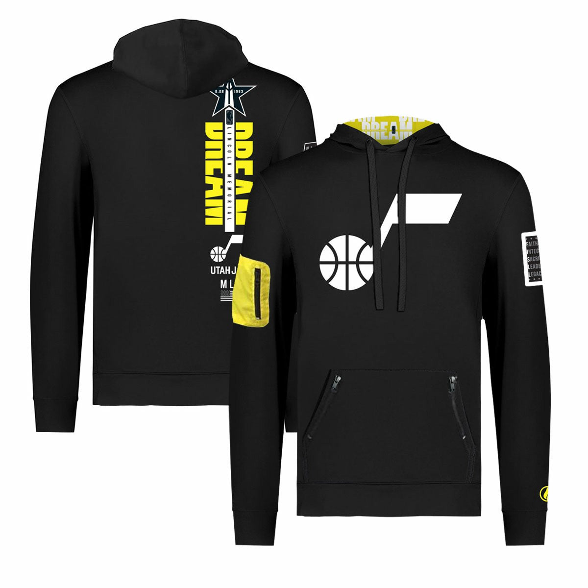 Utah Jazz FISLL x Black History Collection Unisex Pullover Hoodie - Black