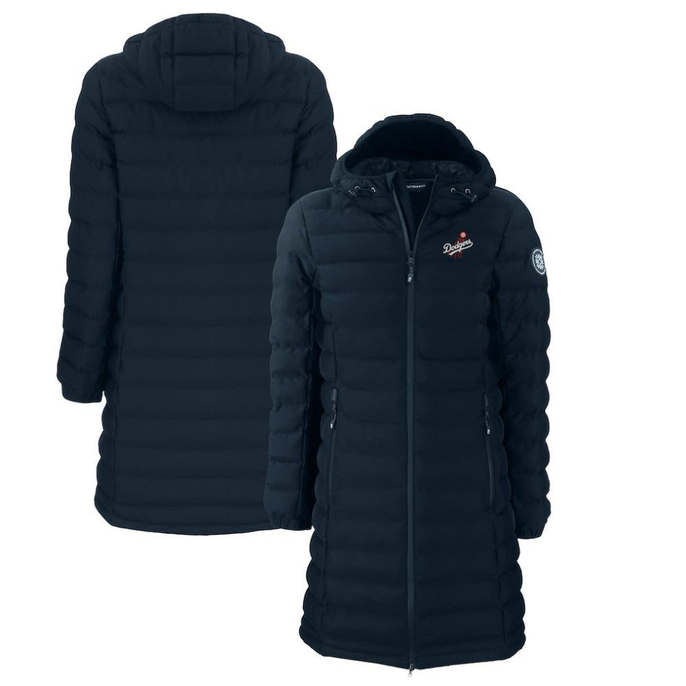 Los Angeles Dodgers Cutter & Buck Women's Cooperstown Collection Mission Ridge Repreve Eco Insulated Long Full-Zip Puffer Jacket - Navy Jackets