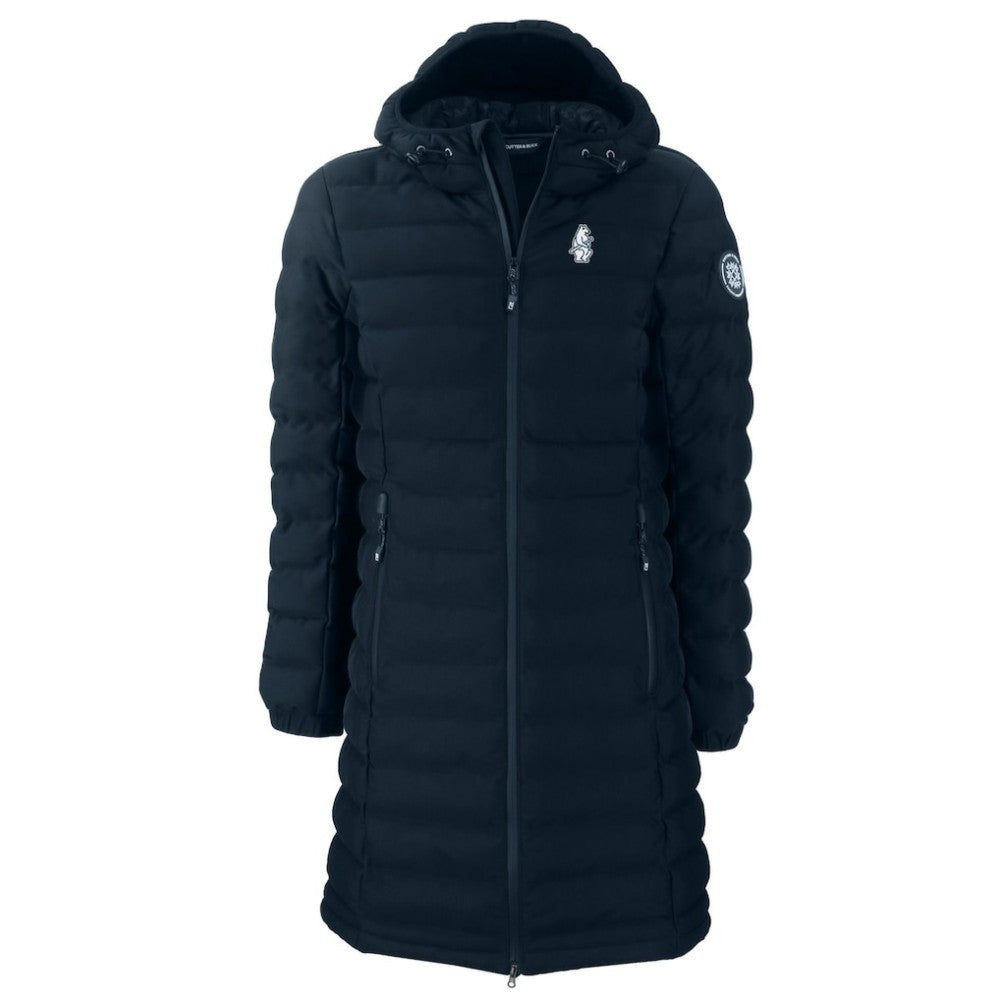 Chicago Cubs Cutter & Buck Women's Cooperstown Collection Mission Ridge Repreve Eco Insulated Long Full-Zip Puffer Jacket - Navy Jackets