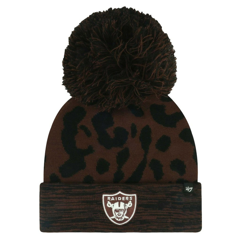 Las Vegas Raiders '47 Women's Cacao Cuffed Knit Hat with Pom - Brown Hats