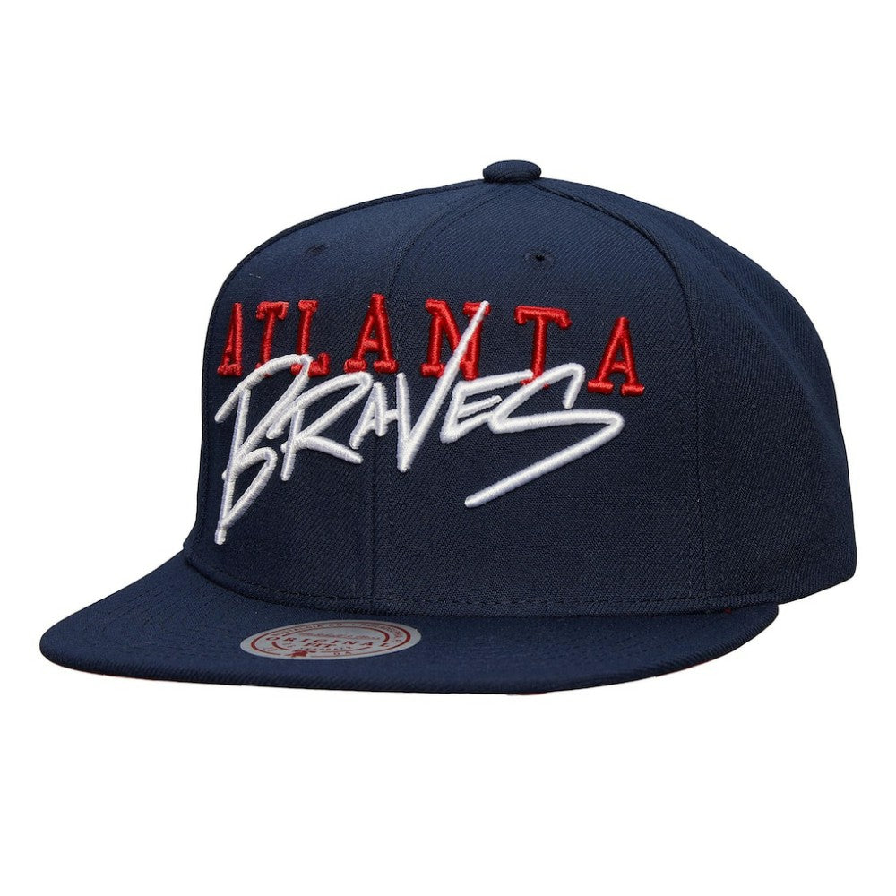 Atlanta Braves Mitchell & Ness Team Tagged Snapback Hat - Navy Hats