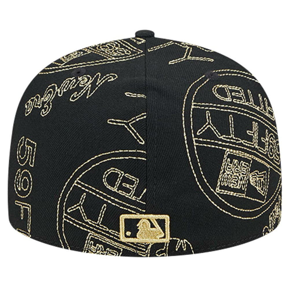 Chicago Cubs New Era 59FIFTY Day Allover Fitted Hat - Black Hats