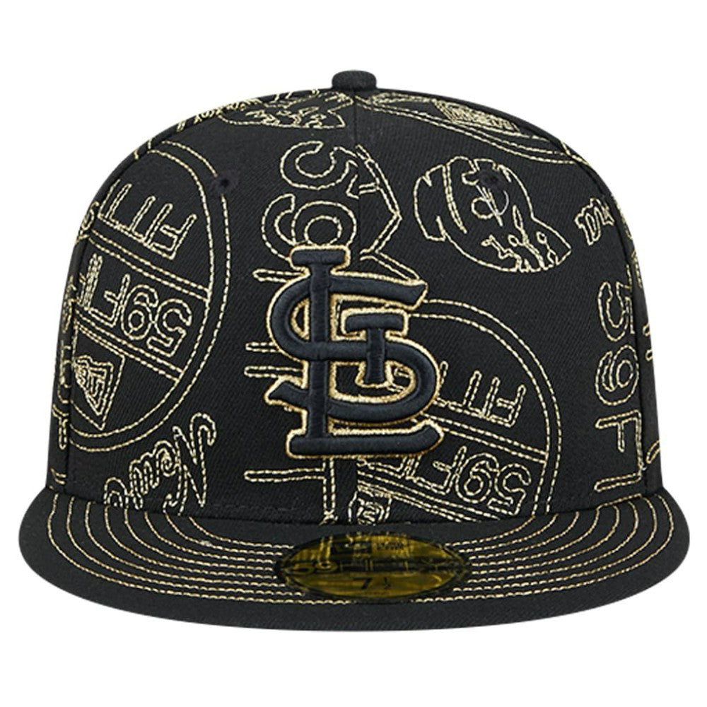 St. Louis Cardinals New Era 59FIFTY Day Allover Fitted Hat - Black Hats