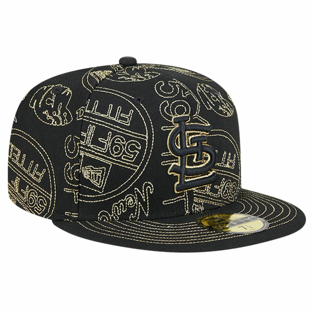 St. Louis Cardinals New Era 59FIFTY Day Allover Fitted Hat - Black Hats