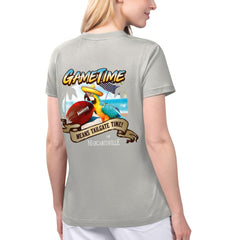 Las Vegas Raiders Margaritaville Women's Game Time V-Neck T-Shirt - Gray T-shirts