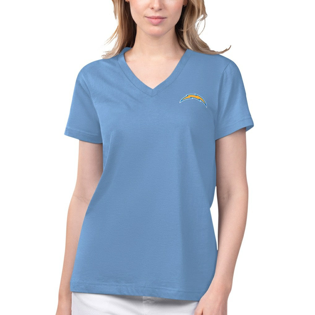 Los Angeles Chargers Margaritaville Women's Game Time V-Neck T-Shirt - Blue T-shirts