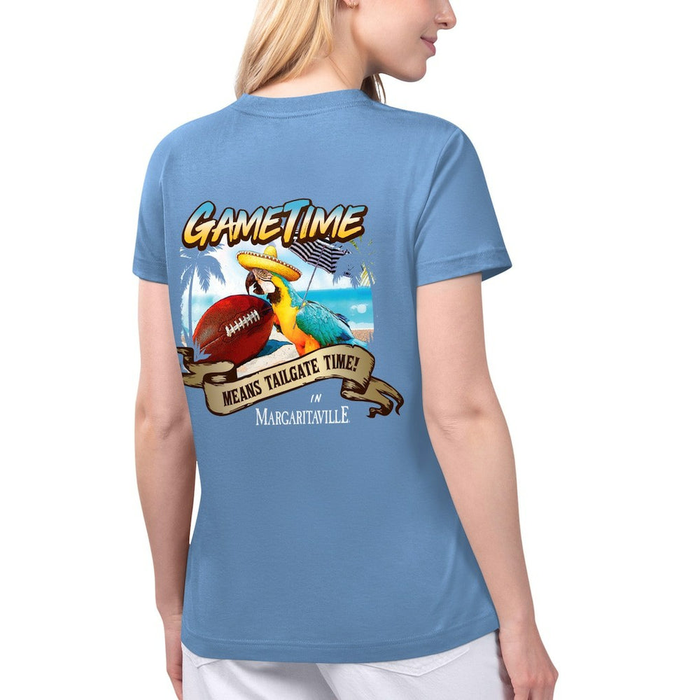 Los Angeles Rams Margaritaville Women's Game Time V-Neck T-Shirt - Blue T-shirts