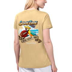 New Orleans Saints Margaritaville Women's Game Time V-Neck T-Shirt - Gold T-shirts