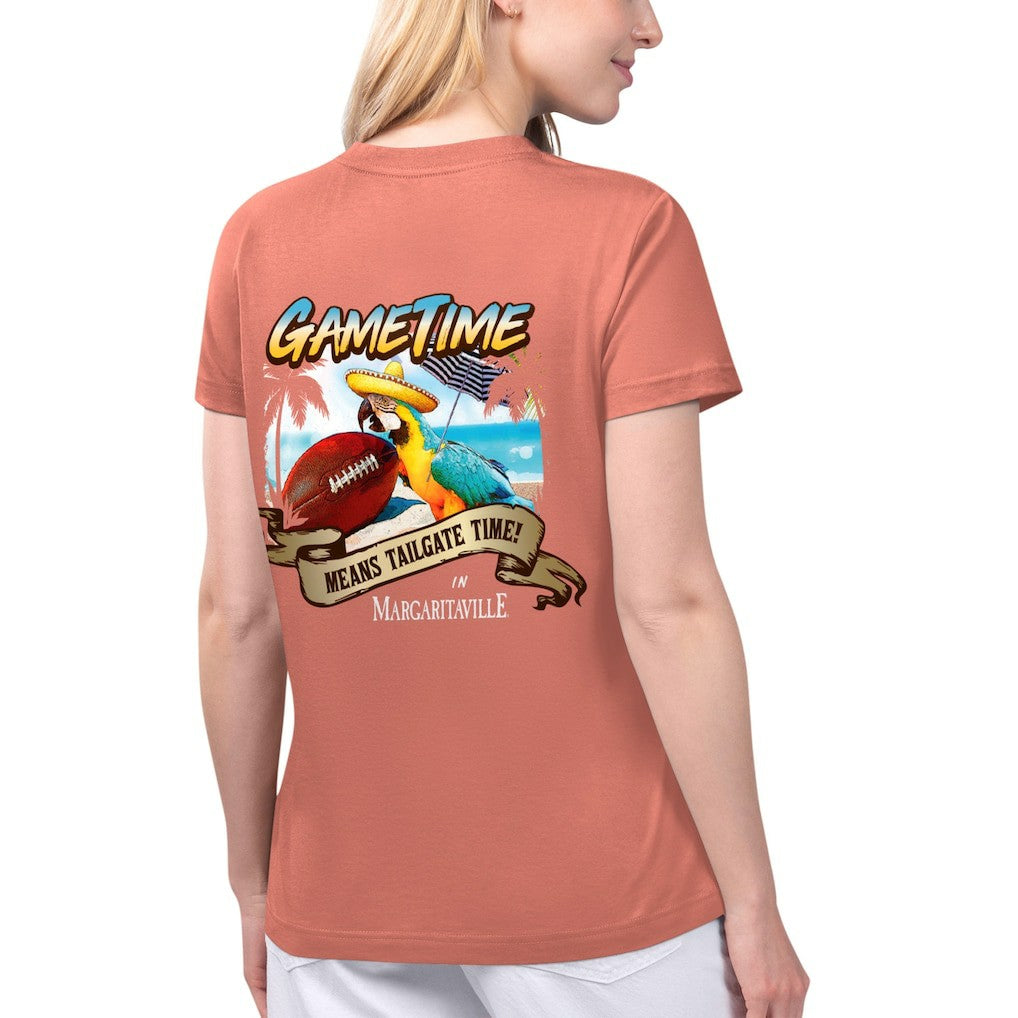 San Francisco 49ers Margaritaville Women's Game Time V-Neck T-Shirt - Coral T-shirts
