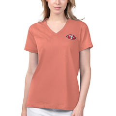 San Francisco 49ers Margaritaville Women's Game Time V-Neck T-Shirt - Coral T-shirts