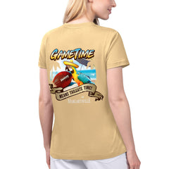Kansas City Chiefs Margaritaville Women's Game Time V-Neck T-Shirt - Gold T-shirts