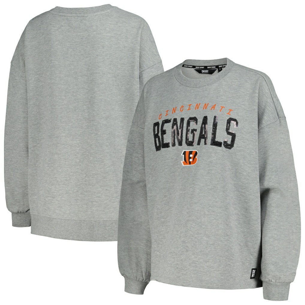 Cincinnati Bengals DKNY Sport Women's Penelope Pullover Sweatshirt - Heather Charcoal Pullover