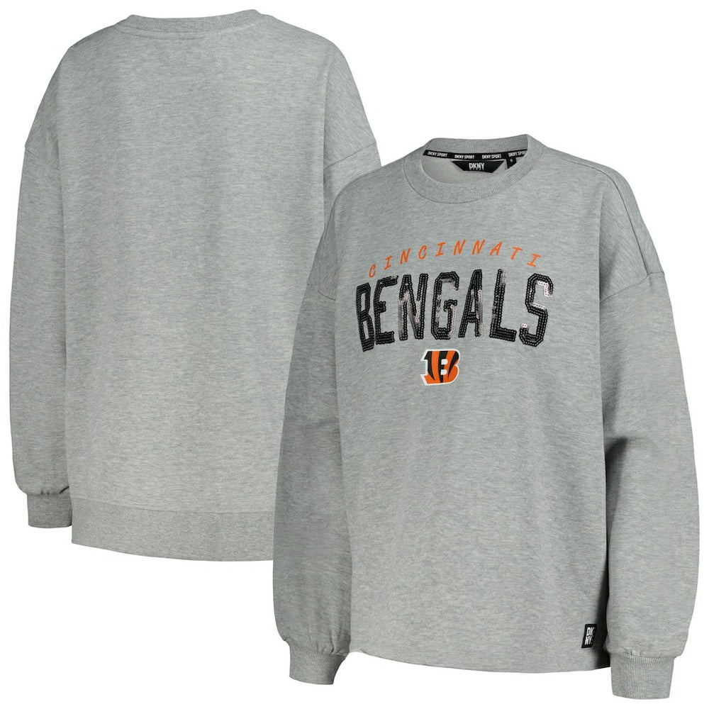 Cincinnati Bengals DKNY Sport Women's Penelope Pullover Sweatshirt - Heather Charcoal Pullover