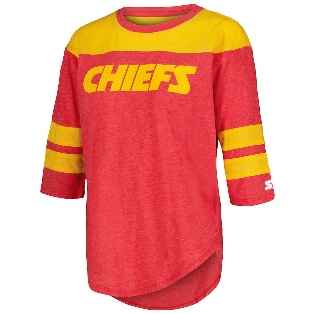 Kansas City Chiefs Starter Women's Fullback Tri-Blend 3/4-Sleeve T-Shirt - Red T-shirts