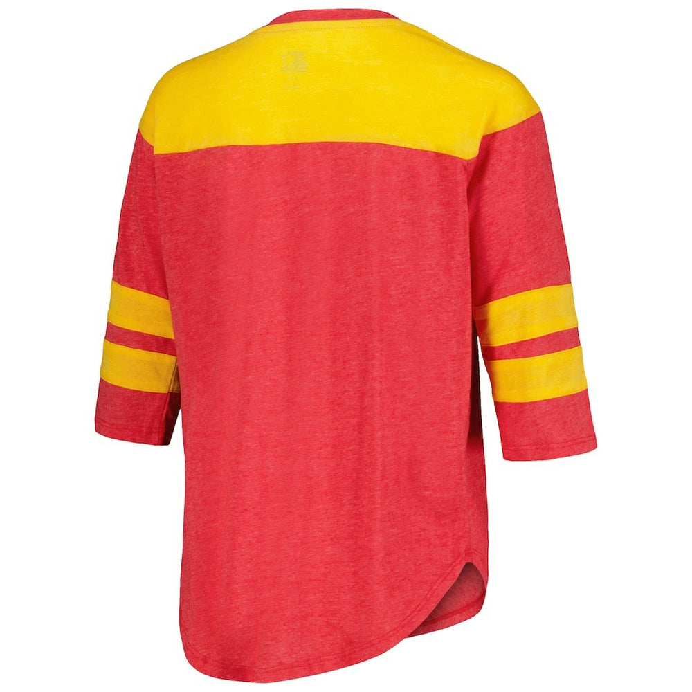 Kansas City Chiefs Starter Women's Fullback Tri-Blend 3/4-Sleeve T-Shirt - Red T-shirts