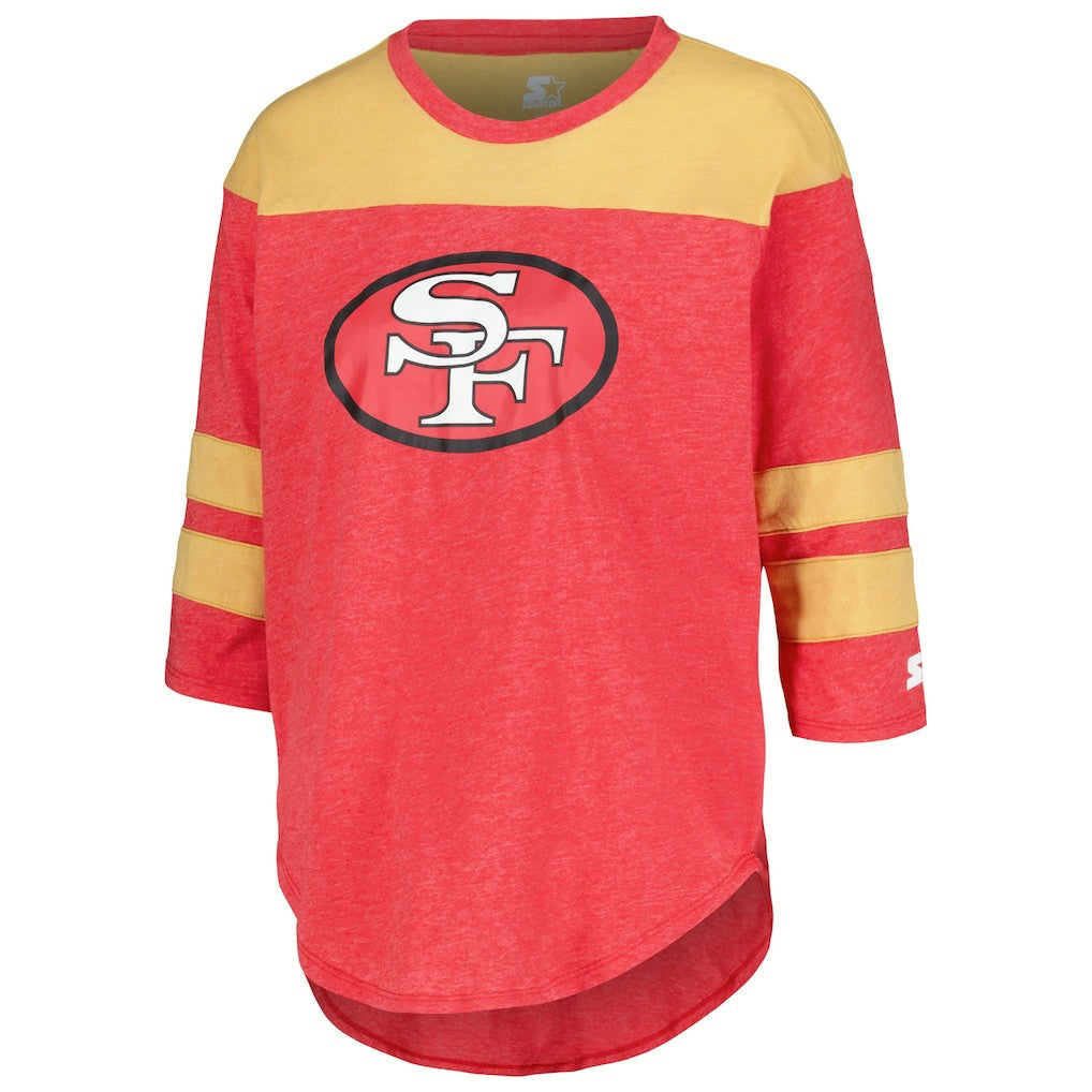San Francisco 49ers Starter Women's Fullback Tri-Blend 3/4-Sleeve T-Shirt - Scarlet T-shirts
