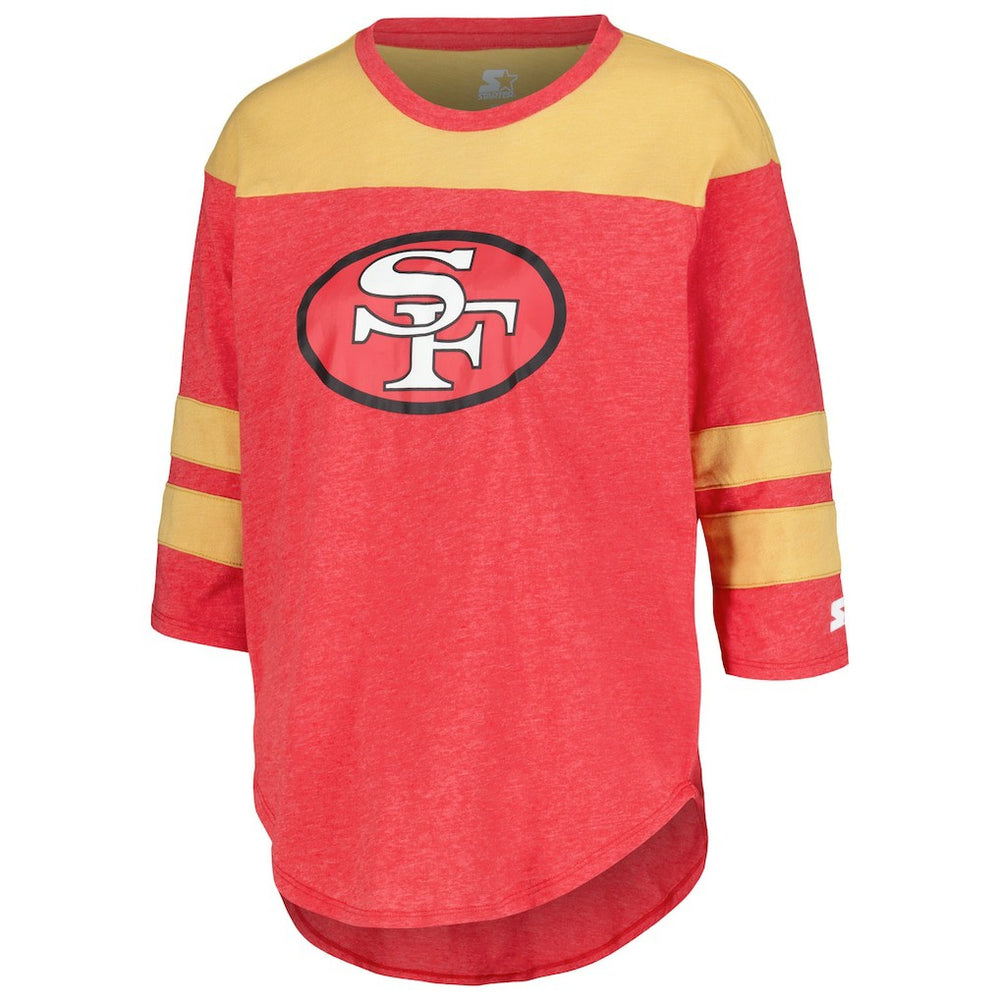 San Francisco 49ers Starter Women's Fullback Tri-Blend 3/4-Sleeve T-Shirt - Scarlet T-shirts
