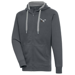 Philadelphia Eagles Antigua Throwback Logo Victory Full-Zip Hoodie - Charcoal Hoodies