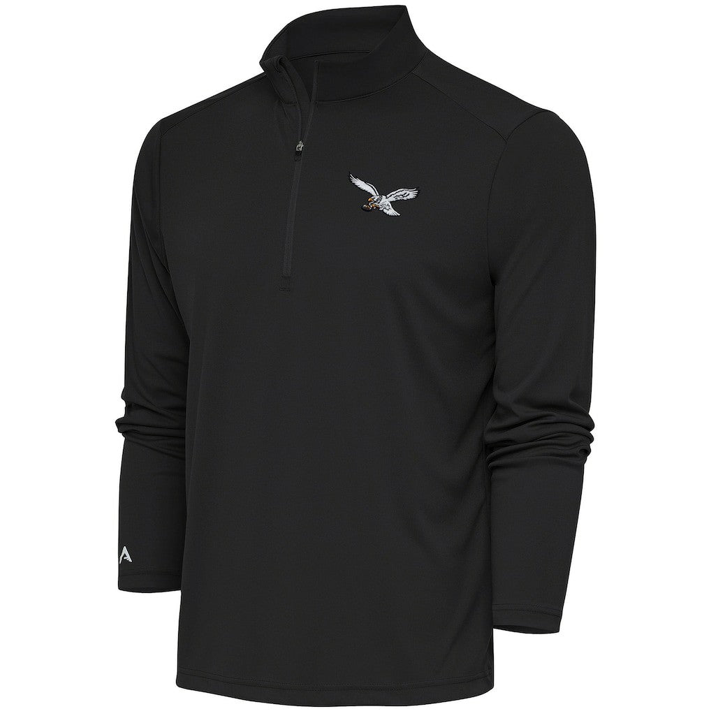 Philadelphia Eagles Antigua Throwback Logo Tribute Quarter-Zip Pullover Top - Gray Pullover