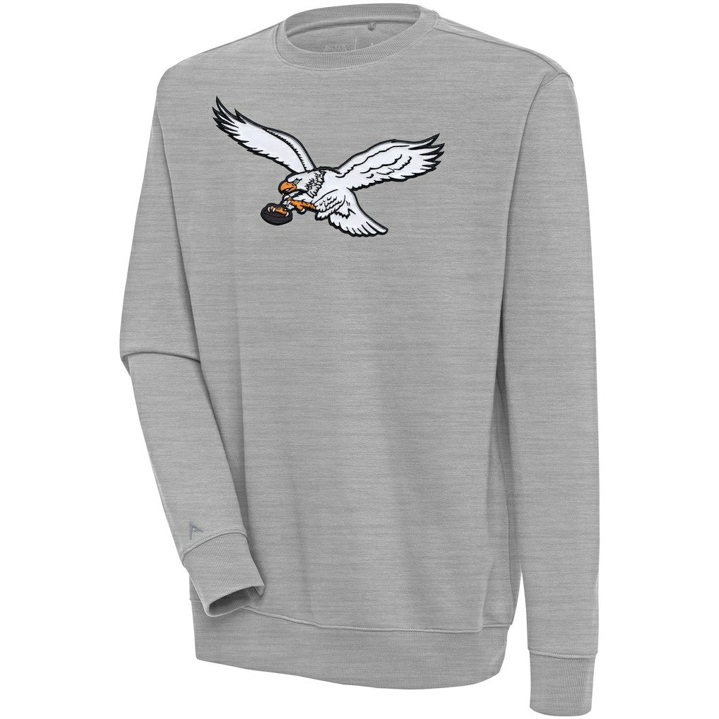 Philadelphia Eagles Antigua Throwback Logo Victory Pullover Sweatshirt - Heather Gray Pullover