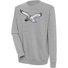 Philadelphia Eagles Antigua Throwback Logo Victory Pullover Sweatshirt - Heather Gray Pullover