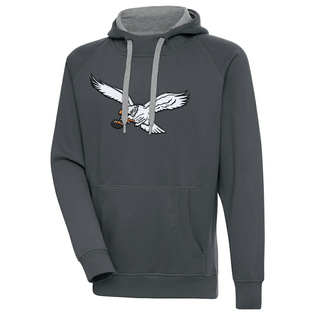 Philadelphia Eagles Antigua Throwback Logo Victory Pullover Sweatshirt - Charcoal Pullover