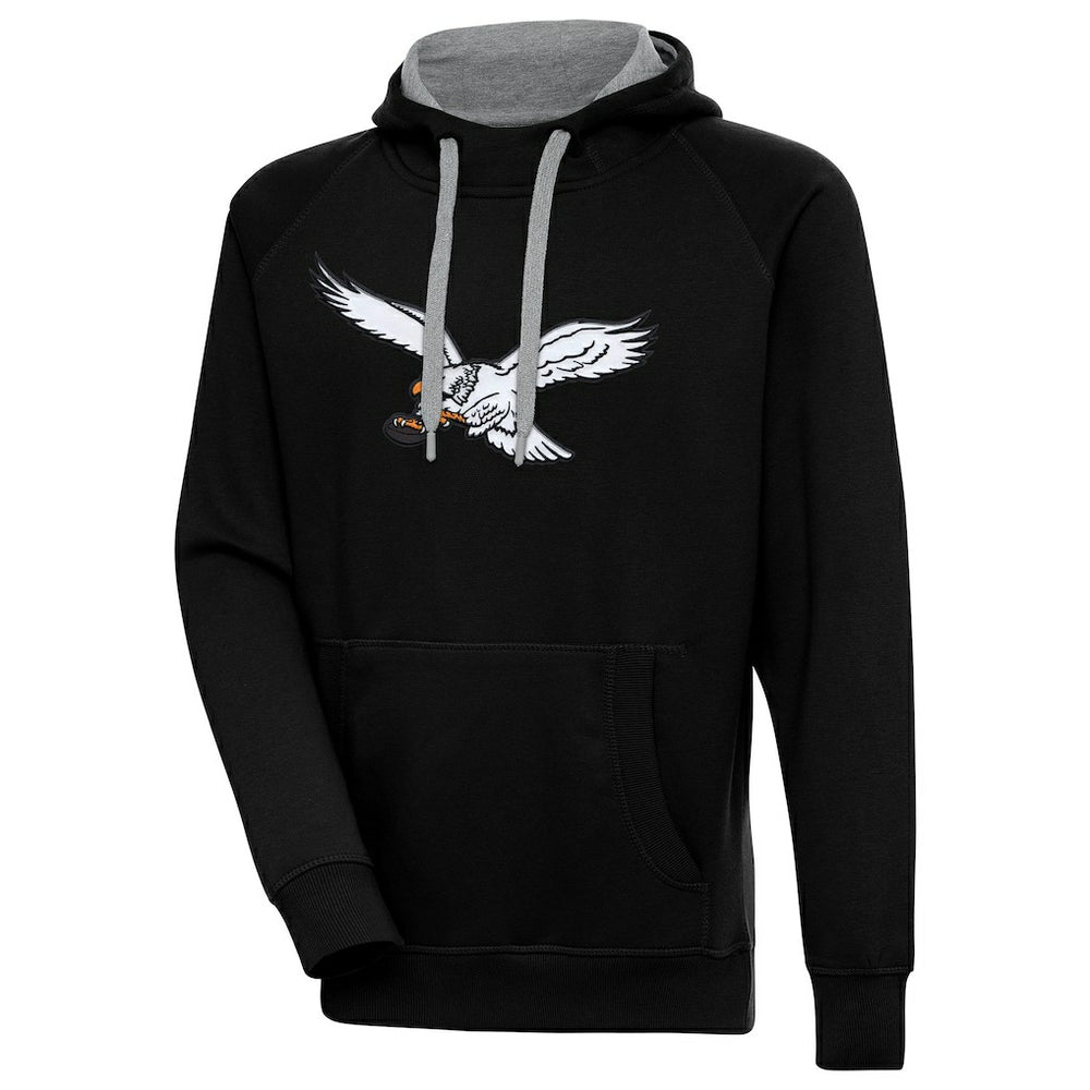 Philadelphia Eagles Antigua Throwback Logo Victory Pullover Hoodie - Black Hoodies