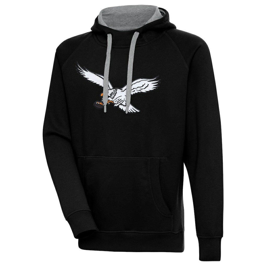 Philadelphia Eagles Antigua Throwback Logo Victory Pullover Hoodie - Black Hoodies