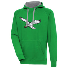 Philadelphia Eagles Antigua Throwback Logo Victory Pullover Hoodie - Kelly Green Hoodies