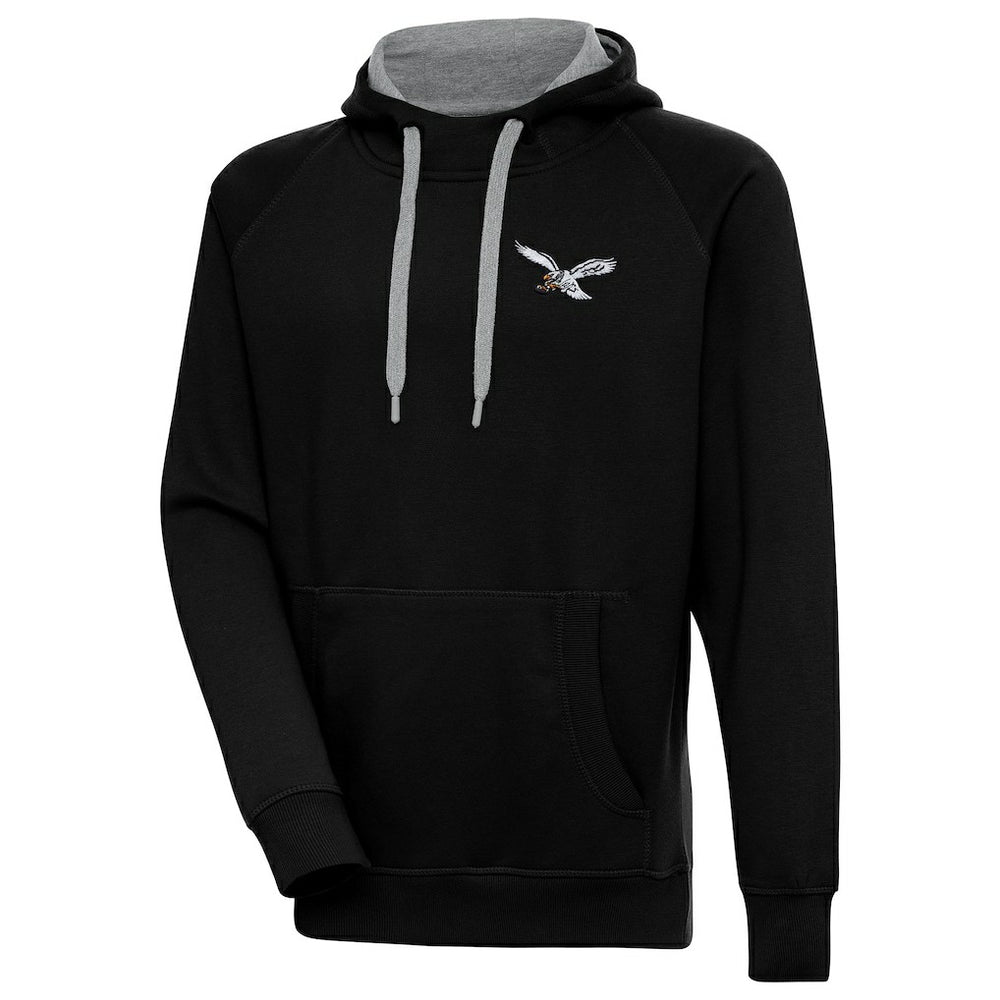 Philadelphia Eagles Antigua Throwback Logo Victory Pullover Hoodie - Black Hoodies