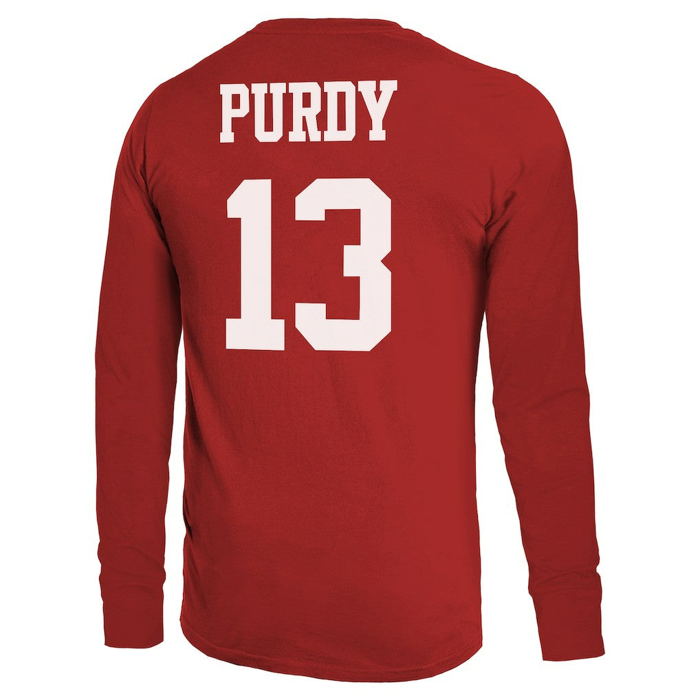 Brock Purdy San Francisco 49ers Majestic Threads Name & Number Long Sleeve T-Shirt - Scarlet T-shirts