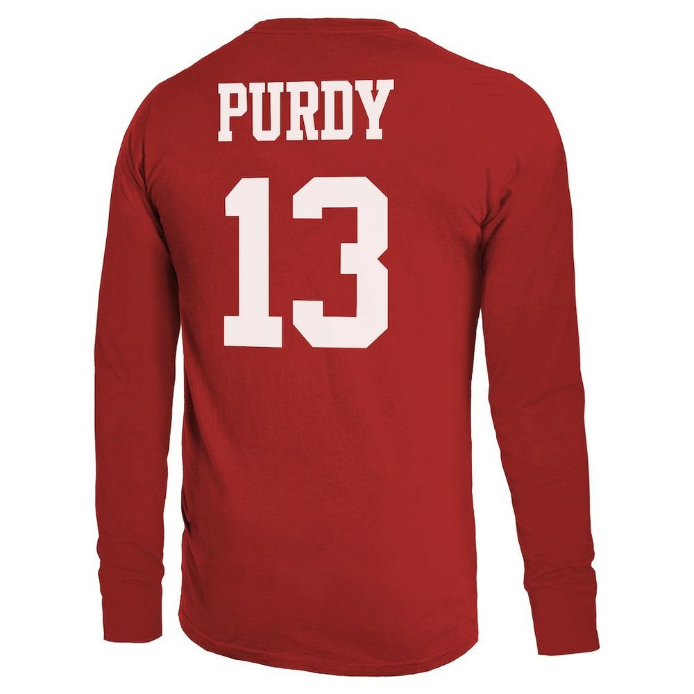 Brock Purdy San Francisco 49ers Majestic Threads Name & Number Long Sleeve T-Shirt - Scarlet T-shirts